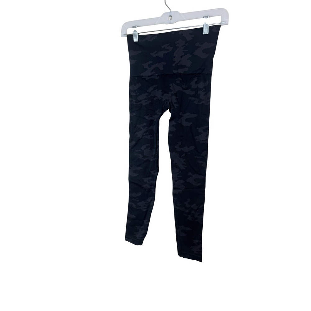 Spanx Leggings Womens Medium Black Camo High Rise Ankle Shaping Yoga Pants